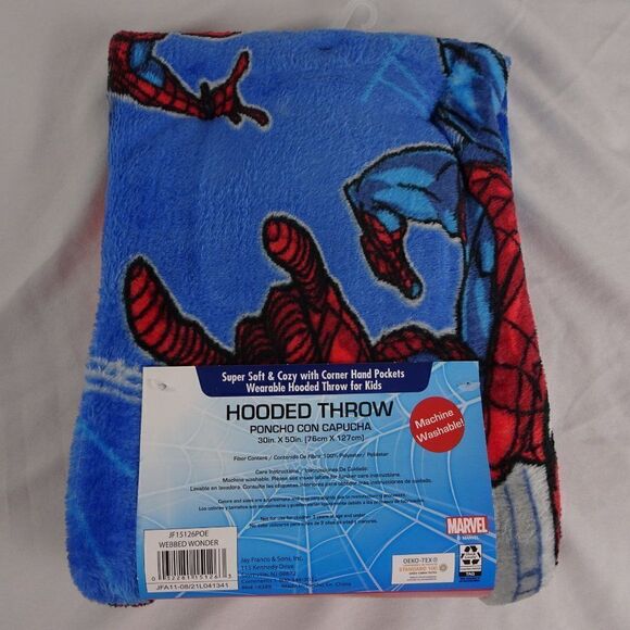 Marvel Spiderman Kids Hooded Throw 30inX50in - Picture 2 of 3
